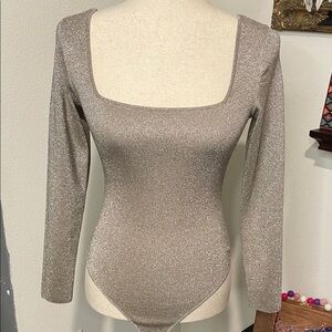 Misa Los Angeles Silver Metallic Eve Bodysuit